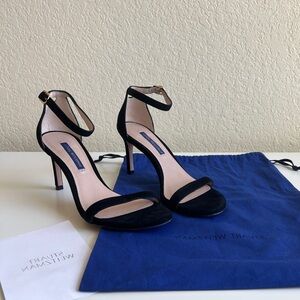 Stuart Weitzman Nunakedstraight Suede Sandals | Black | Size 6 | EUC